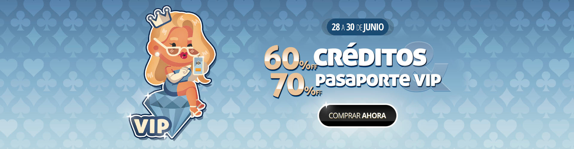 70% de descuento en pasaporte VIP y 60% en crditos para brillar en tus partidas! ??