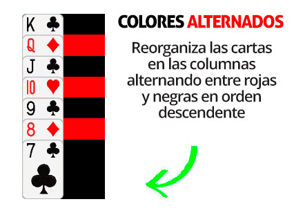 Colores alternados en las columnas del juego Solitario